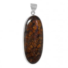 Oval Dinosaur Stone Pendant, Sterling Silver